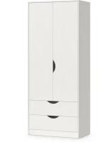Шкаф для одежды с ящиками Уна 13.327, цвет белый с текстурой, ШхГхВ 83,8х49,7х205,3 см, два выдвижных ящика