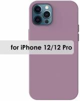 Чехол на айфон 12, 12 Pro с микрофиброй, силиконовый, матовый, цвет розовато-лиловый