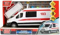 Машина Ford Transit Скорая помощь 22,5см Технопарк пластик инерц. свет+звук