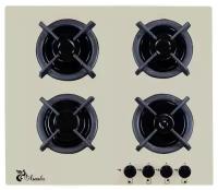 Газовая варочная панель Лысьва GR0400G00 (ПГВ41К), кремовая, решетка чугунная одинарная