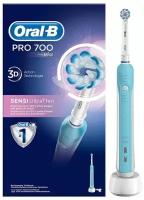 Электрическая зубная щетка Oral-B Pro 700 Sensi UltraThin, голубой/белый