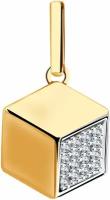 Подвеска Diamant online, золото, 585 проба, циркон, размер 1.3 см