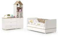 Мебель в детскую Эйп № 3, цвет белый/дуб белый, спальное место 800х1600 мм, без матраса