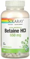 Solaray Betaine HCL 650 mg with Pepsin (Бетаин гидрохлорид c пепсином 650 мг) 250 вег капсул (Solaray)