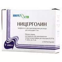 Ницерголин лиоф. д/приг. р-ра д/ин. амп. 4 мг №5 (в комплекте с растворителем амп. 5 мл №5)