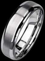 Матовое кольцо с матовым центром и зеркальными краями из вольфрама для повседневного использования или свадьбы
