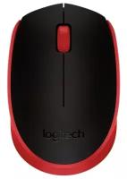 Беспроводная компактная мышь Logitech M171, черный/красный