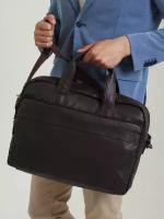 Мужская сумка для документов портфель кейс черная папка а4 для ноутбука ANTAN 8-32 Искусственная кожа/коричневый