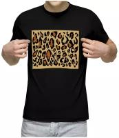 Мужская футболка «леопардовые пятна шкуры узор коричневый» (L, черный)