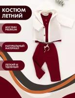 Комплект одежды Снолики, куртка и брюки и футболка, повседневный стиль, размер 80, белый, бордовый