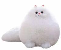 Кот Беляш, толстый пушистый персидский кот с хвостом, белый, 30 см