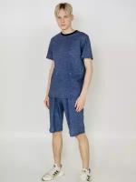 Пижама ARISTARHOV, футболка, шорты, пояс на резинке, трикотажная, размер 54, синий