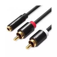 Кабель Vention Jack 3.5 mm F - 2xRCA M (VAB-R01-S), 1 м, черный