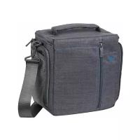 Сумка для фотокамеры Rivacase 7503 SLR Canvas Case Large grey и чехол от дождя из водооталкивающей ткани