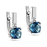 Серьги из золота с топазом london blue и бриллиантом