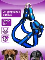 Шлейка для собак Petsare обхват груди 32-46 см, бирюзово-розовый