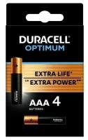 Батарейка Duracell AAA LR03 Alkaline Optimum MX2400 BL4, 4шт