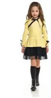 Платье Mini Maxi, хлопок, трикотаж, нарядное, однотонное, размер 104, черный, желтый