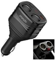 Автомобильный разветвитель прикуривателя / LED-дисплей, 2-гнезда USB, мощность 120 Вт/ usb разветвитель автомобильный Eplutus FC-226