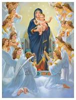 Икона на дереве ручной работы - Пресвятая Дева Мария с младенцем, 15x20x1,8 см, арт Ид3620