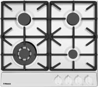Газовая варочная панель Hansa BHGW651550, встраиваемая, 60 см, газ-контроль и автоподжиг, конфорка повышенной мощности, чугунные решетки, белая