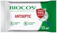 Влажные салфетки BioCos Antiseptic, 15 шт