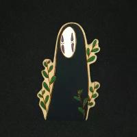 Значок деревянный (брошь) Безликий аниме Унесенные призраками, ручная работа