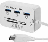 USB хаб-картридер HUB USB - Type-C 3.0/3.1, 3xUSB, MS DUO, SD (HC), M2, T-Flash, (Caution4553)
