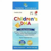 Nordic Naturals, ДГК для детей, клубника, для детей 3–6 лет, 250 мг, 360 желатиновых мини-капсул