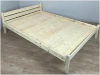 Кровать полутороспальная Классика из массива сосны со сплошным основанием, 190х120 см (габариты 200х130), без покраски
