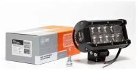 Фара светодиодная LED дополнительная IMO851943 (AE36RT-12LED-LENS-HC) круглая направленный свет, дальний свет, 12 диодов, линзованная, крепление в комплекте для спецтехники, грузовиков, сельхозтехники, внедорожников, квадроциклов, мотоциклов