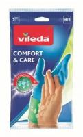 Перчатки Vileda Comfort & Care с кремом для чувствительной кожи