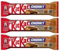 Батончик KitKat Chunky Peanut Butter молочный шоколад с хрустящей вафлей и арахисовой пастой, 42 г, 3 шт