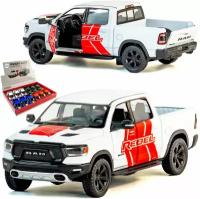 Машинка игрушка металлическая 1:46 2019 Dodge RAM 1500 Livery Edition (Додж Рам), 12,5 см, детская, инерционная / Белый