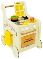 Кухня детская Игровая тележка каталка с набором посуды Гриль Мастер желтая 70202