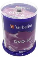 Диски DVD+R (плюс) VERBATIM 4,7 Gb 16x, комплект 100 шт., Cake Box