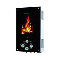 Проточный газовый водонагреватель Edisson Flame F 20 GD (Костер), душ, черный