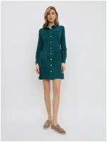 Платье-рубашка Olya Stoforandova, вельвет, полуприлегающее, мини, размер 44, зеленый