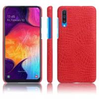 Чехол задняя накладка для Samsung Galaxy A30s/A50 с текстурой кожи крокодила красный