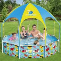 Bestway Каркасный бассейн 56432 Bestway Splash-in-Shade 244*51 см с навесом и разбрызгивателем 56432