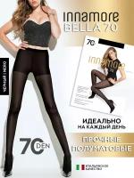 Колготки женские Bella 70, цвет nero, черный, размер 2, базовые колготки на каждый день, капроновые с шортиками, 70 ден, прочные