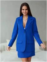 Костюм женский деловой пиджак с юбкой Dazzle Style, синий, 44