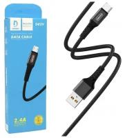 Кабель DENMEN D02V USB to micro USB 2.4A 1 м, черный