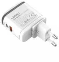 LDNIO A2423C LD C3455 Сетевое ЗУ + LED свет.+Кабель Micro PD+QC 3.0 2 USB Выход: 3.3-12V, max 25W White