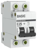 Автоматический выключатель Ekf Basic 2P 25А (C) 4,5кА ВА 47-29 (mcb4729-2-25C)