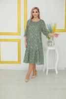 Платье женское шифоновое Модмуазель коричневый/зеленый 54