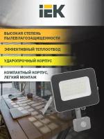 Прожектор светодиодный с датчиком движения IEK СДО 07-30Д (6500К), 30 Вт, свет: холодный белый