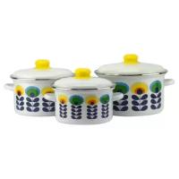Набор эмалированной посуды 3 предмета «Семицвет» (2+3+4л)