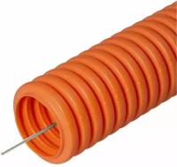 Труба гофрированная Промрукав ПНД лёгкая 350 Н безгалогенная (HF) оранжевая с/з d20 мм (100м)