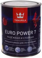 Краска интерьерная Tikkurila EURO POWER 7 / Тиккурила Евро Пауэр 7 для стен моющаяся белая 0,9 л